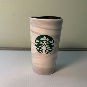 Starbucks White and Gray Marble Tumbler, Ceramic
